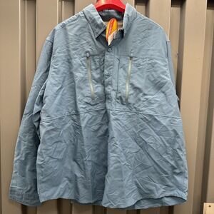 LL Bean Men XXL Tall Blue Long Sleeve Button Up Shirt Quick Dry Fishing Outdoor
